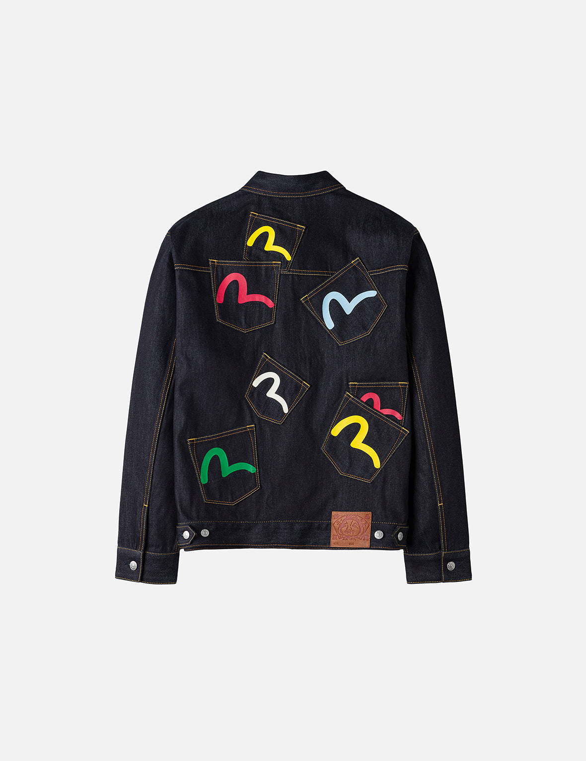 海鸥印花和多口袋宽版休闲牛仔外套